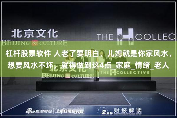 杠杆股票软件 人老了要明白，儿媳就是你家风水，想要风水不坏，就得做到这4点_家庭_情绪_老人